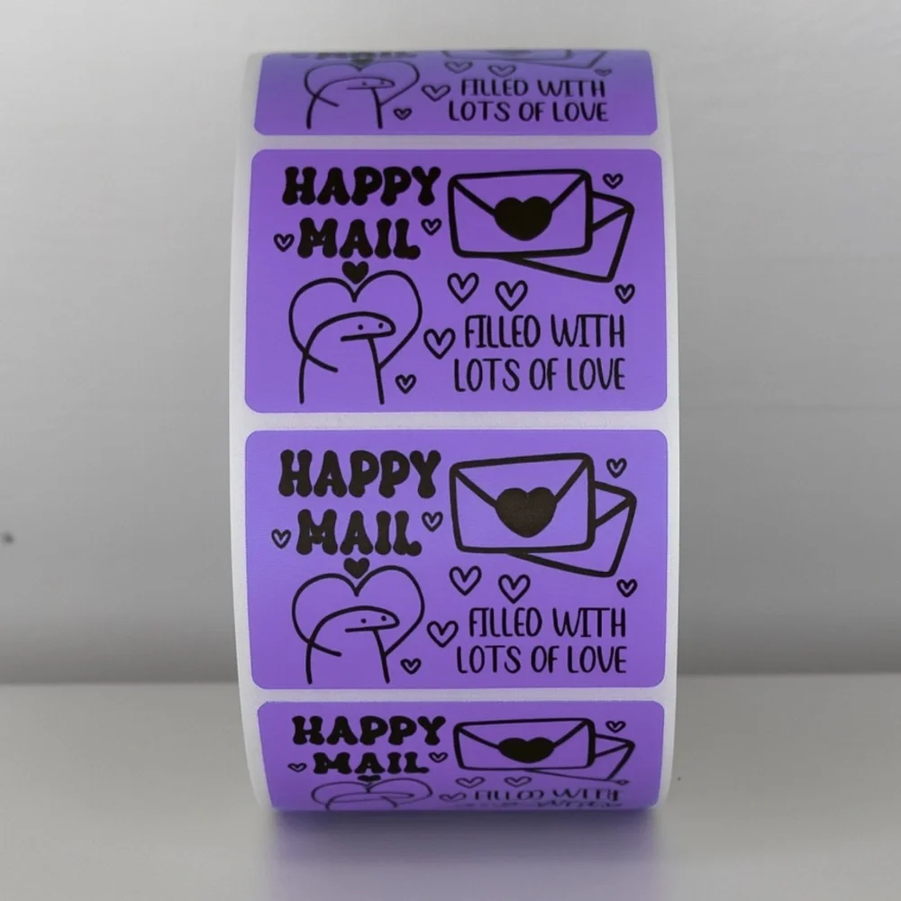 Happy Mail Stickers Filled With Love | Mint Cute Packaging Labels Heart